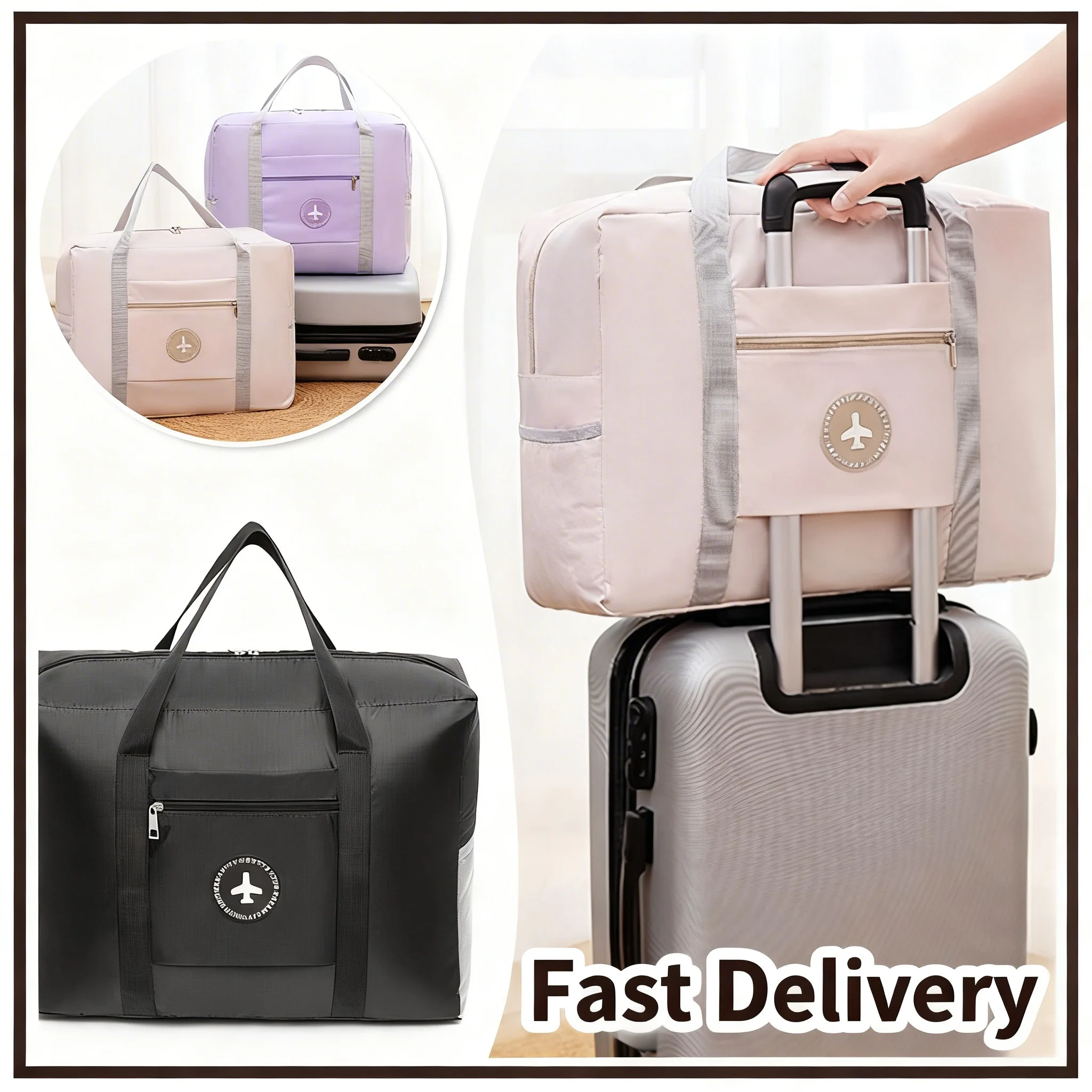 1/2Pcs Foldable Travel Duffel Bag for Airlines Carry on Bag Weekender Overnight Hospital Tote Bag Gym Duffel Bag Women Men