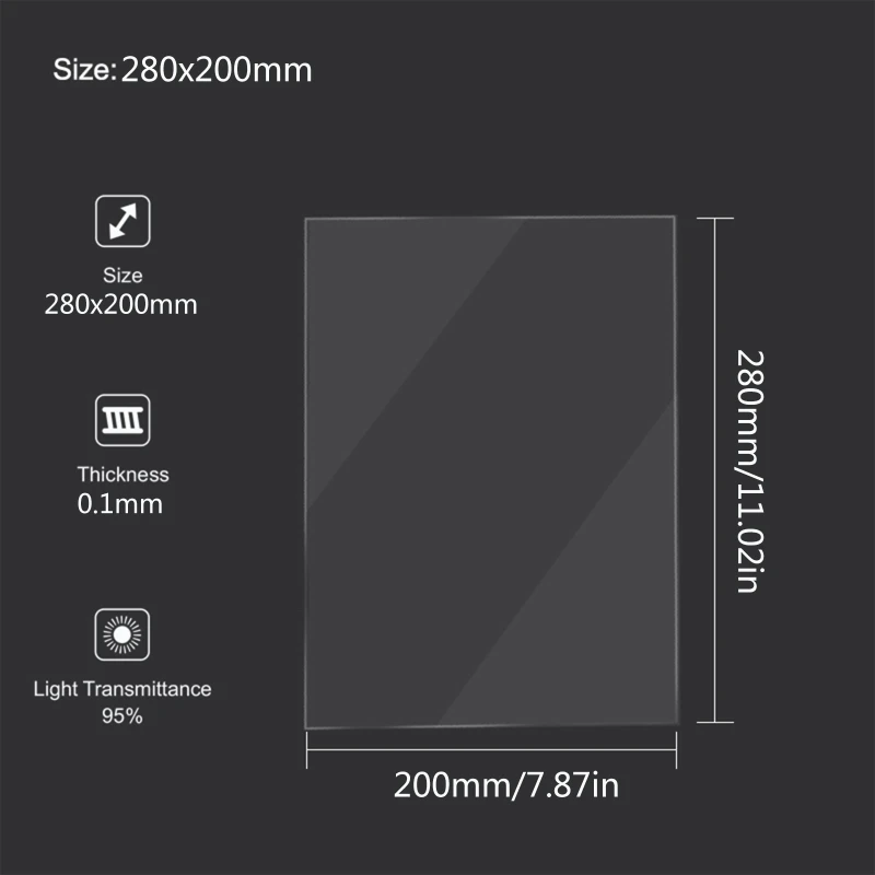 3Dプリンター用FEPリリースフィルム,高透過強度,200x280mm, LCD SLA樹脂,dlp,オリジナル,バッチあたり2個