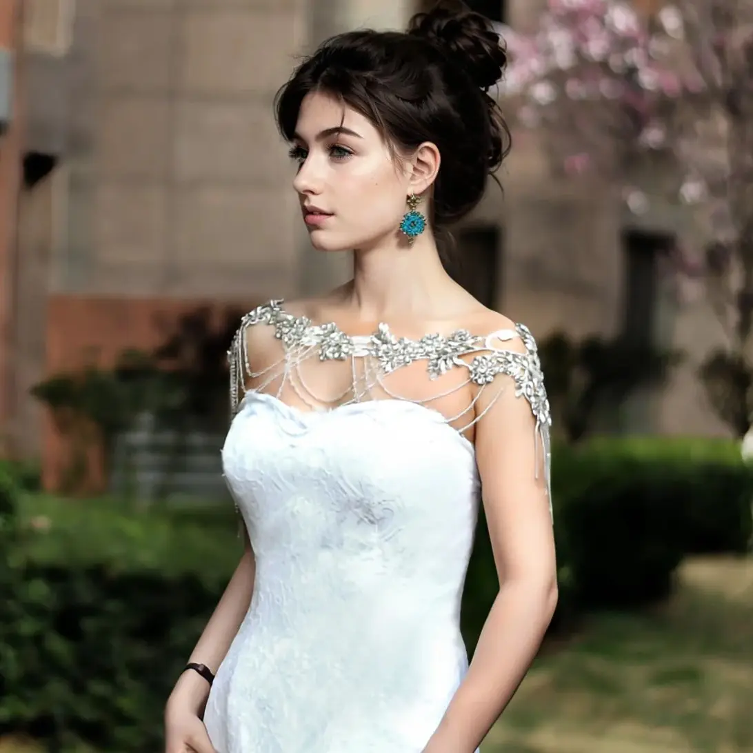 

Bridal Top Wedding Shoulder Cover Elegant Woman Wedding Shawl Bride Accessories Cape Evening Dress A-line Wedding SG23a