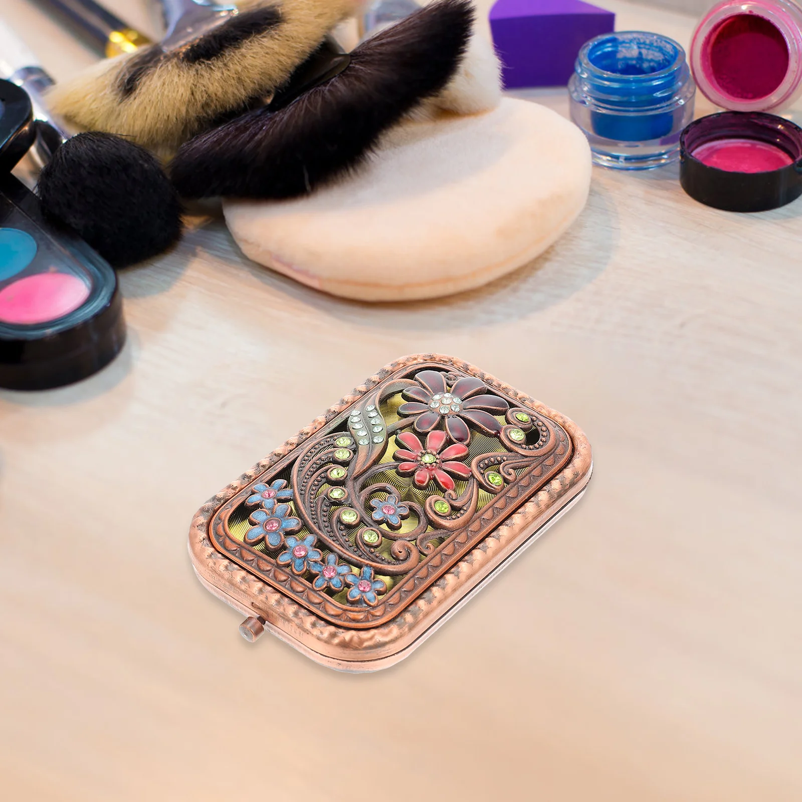 Specchio per trucco portatile da viaggio Strumento per trucco tascabile pieghevole bifacciale compatto piccolo e leggero per donna