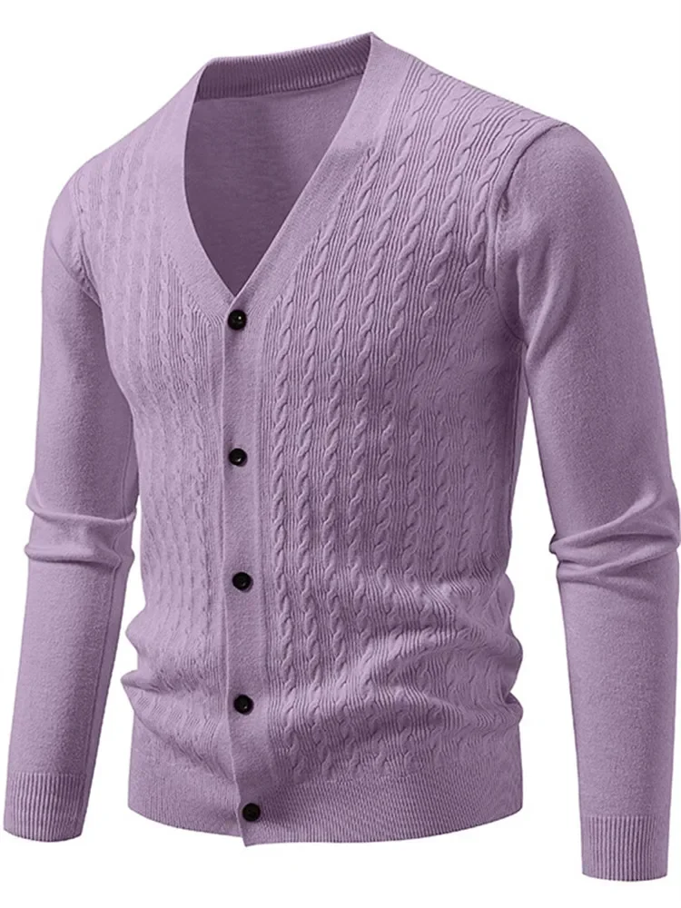 

Spring Autumn New Men's Knitted Cardigan Fashion V-Neck Smart Casual Knit Sweater Jackets Men Slim Fit Single Breasted Cardigans