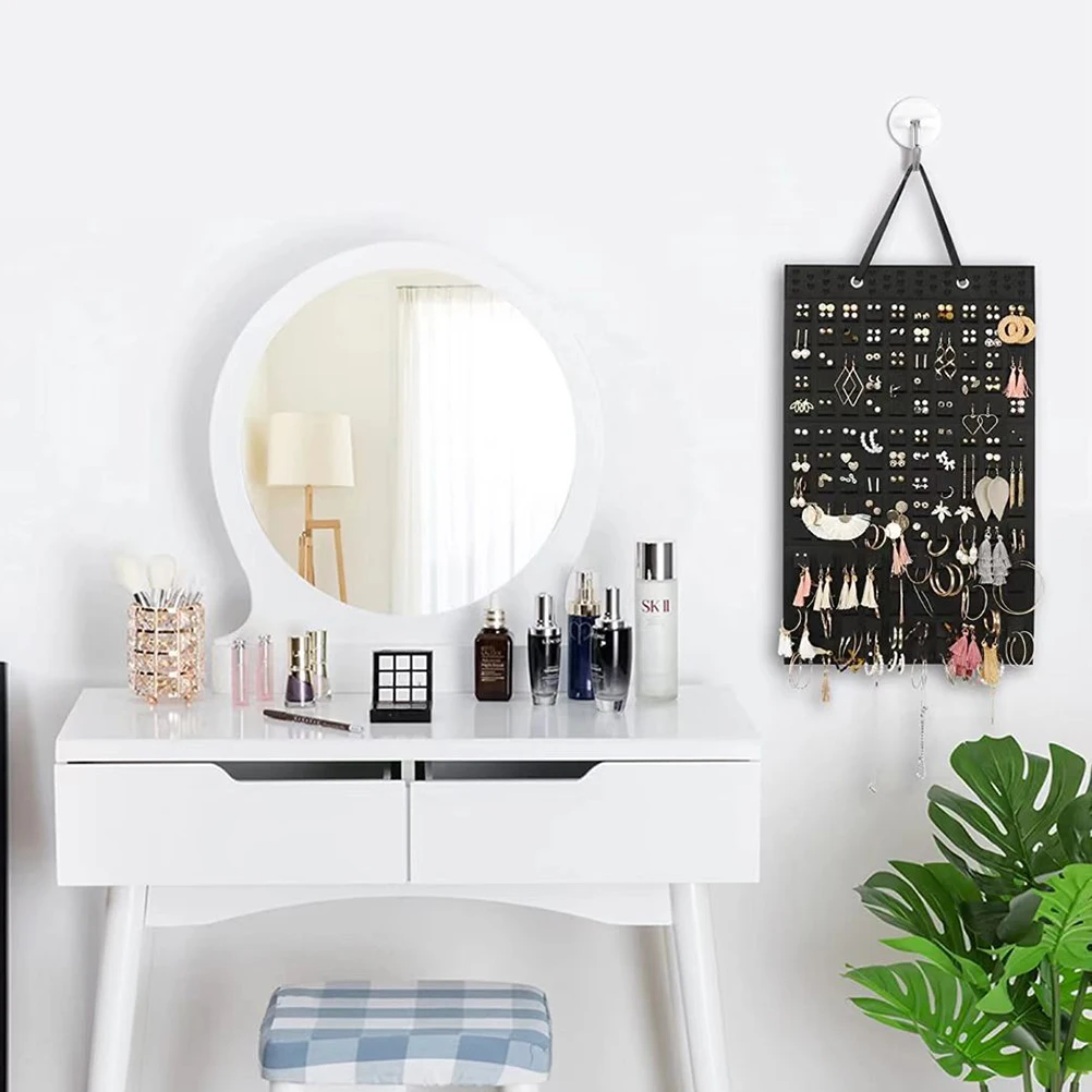 

Extra Large Storage Capacity Hanging Earrings Wall Organizer Earring Holder Soft Felt Hook Jewelry Necklace Earring Display Bag