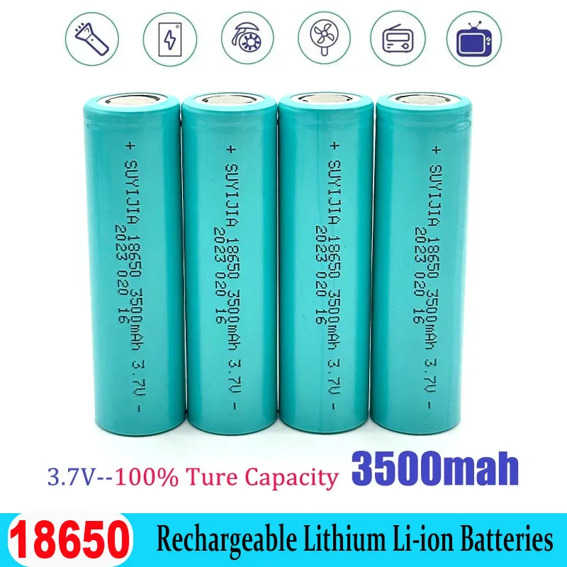 18650 3.7V 3500mah Power Lithium Battery Rechargeable Lithium-ion Battery Suitable for Bright Flashlight Camera Backup Batteries