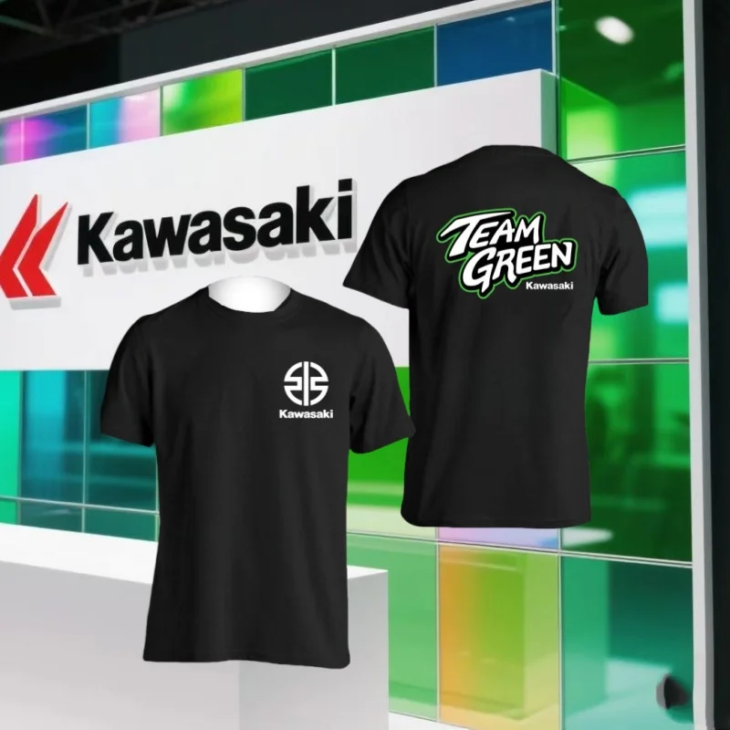

2025 Kawasaki Motorcycle Riding Short Sleeved 3D Printed T-shirt Summer Hot Selling Quick Drying Breathable Thin T-shirt