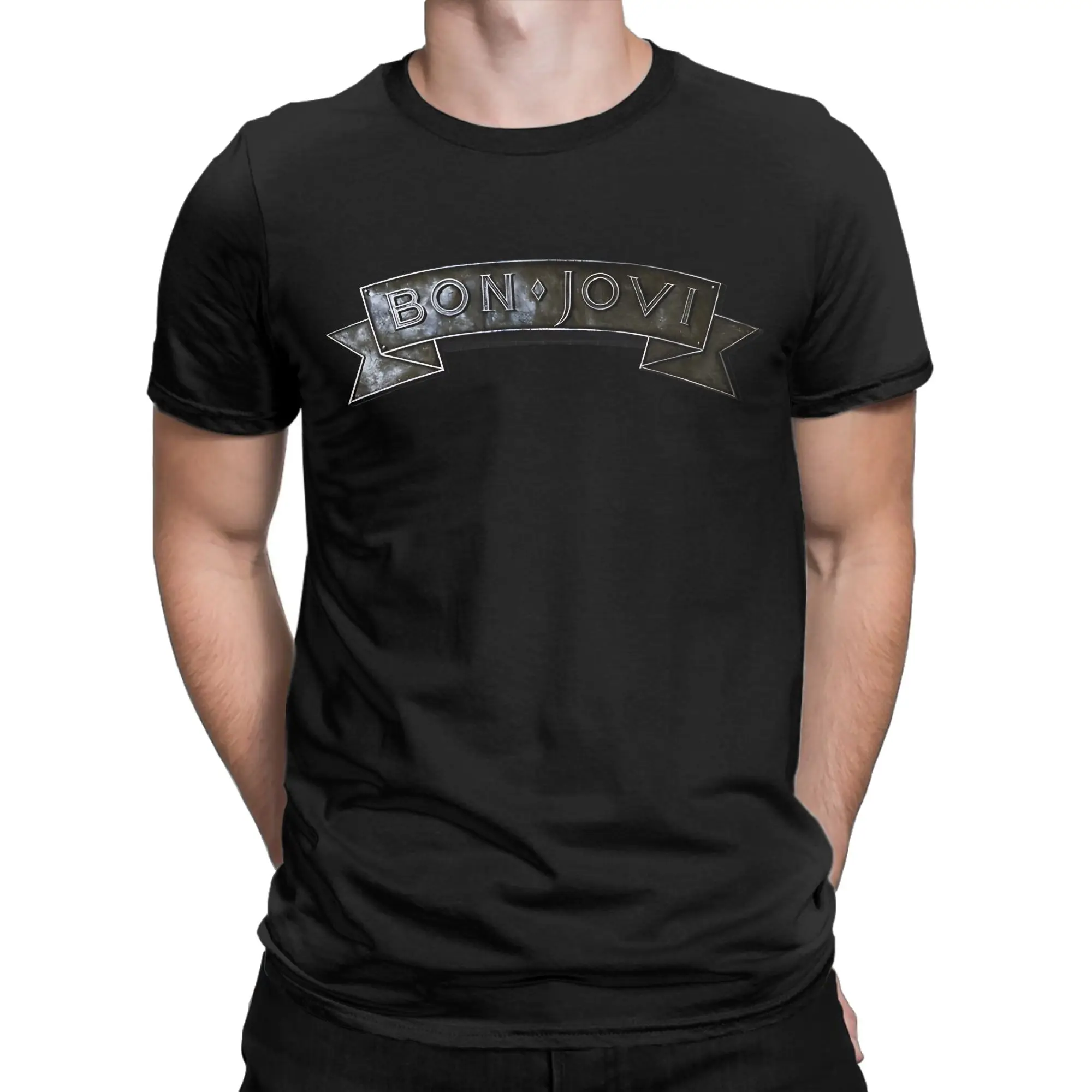 Rustic Resonance Graphic 100% Cotton T-Shirt Bon Jovi Tees Tops For Men