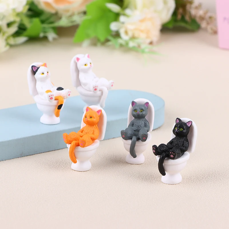 1pc Toiletten serie Miniatur Katzen figur niedlich langlebige Katzen statue gut aussehend für Büro Mini Puppenhaus Dekoration