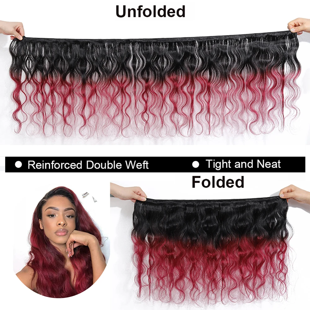 Body Wave 99J Burgundy Human Hair Bundles ปิด 4x4 โปร่งใสลูกไม้ปิดด้านหน้าบราซิลสีแดงไวน์ Hair Extensions