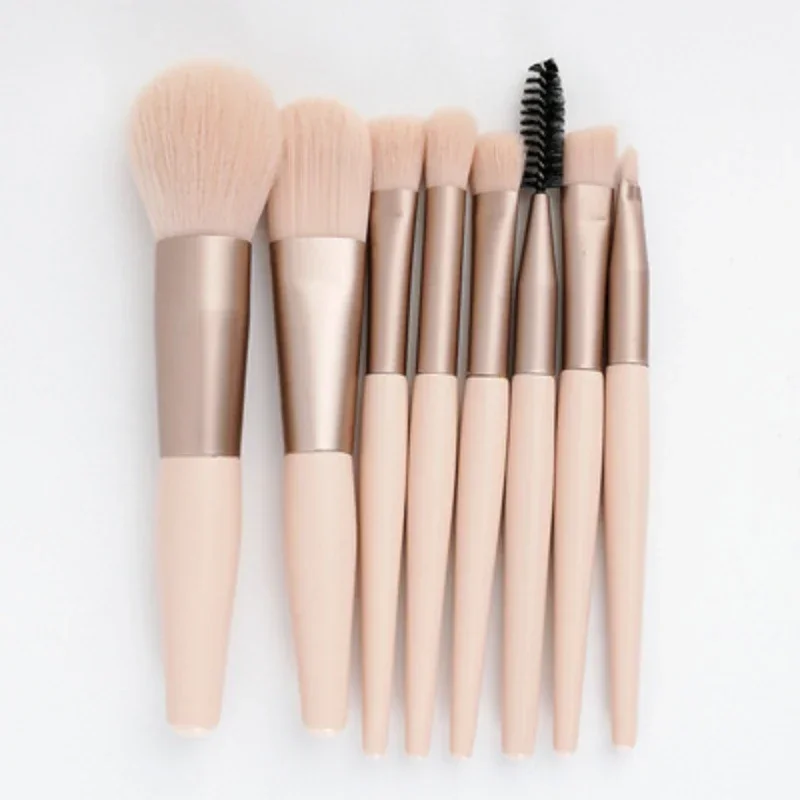 8-delige make-upborstelset Mini Foundation Poeder Blush Wimper Shadow Concealer Brush Professionele make-upborstelset met make-uptas