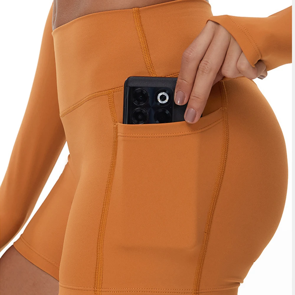 Sexy Shopping Gym Shorts Women Fitness Sports Biker Shorts Yoga Shorts Workout Elastic High Waist Peach Running Hip For Leggings