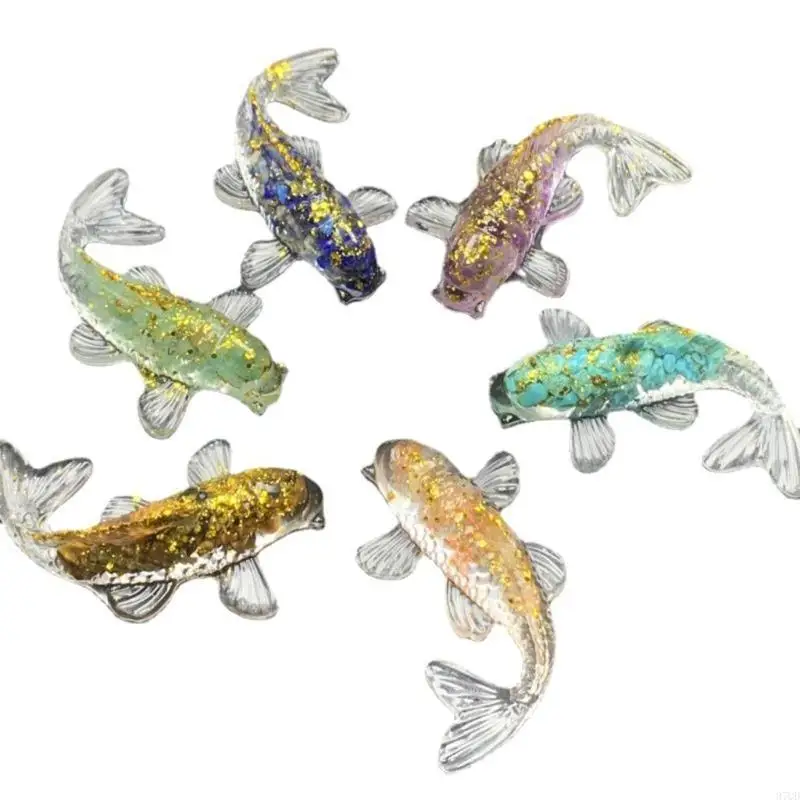 97QD Natural Crystal Fish Figurine para decoraciones automóviles en hogar Regalo estatua resina