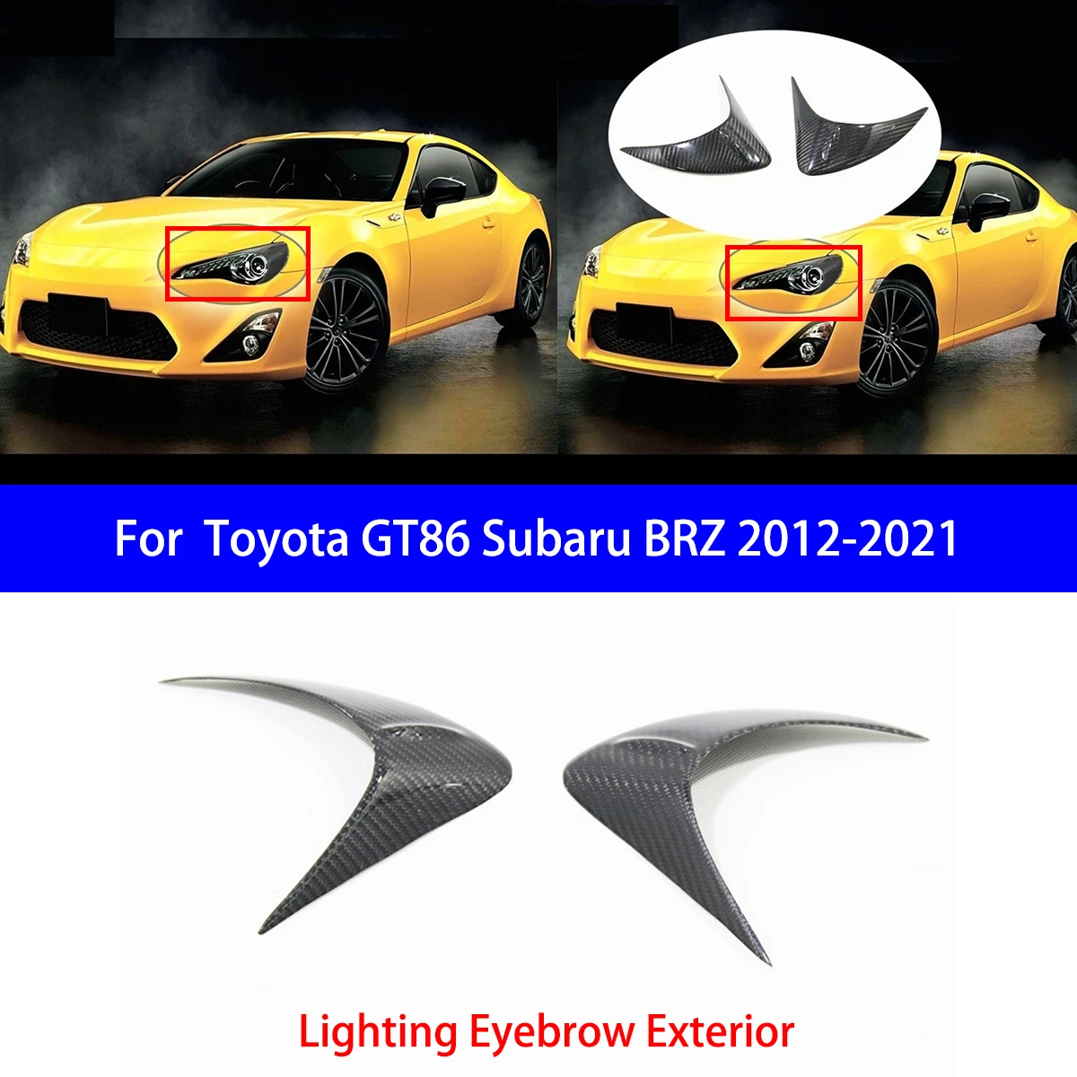 مناسبة لتويوتا GT86 سوبارو BRZ 2012-2021 ألياف الكربون تعديل قوس المصباح الخارجي العين قوس الديكور