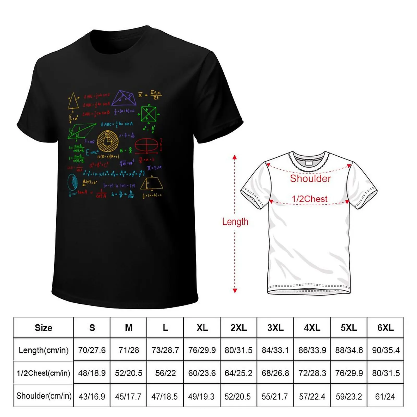 Handwritten Geometric Formulas Algebra Formulas Collage T-Shirt Long Lasting Casual T-Shirt