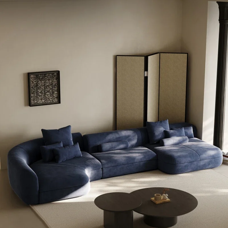 Italian curved sofa high-end large apartment corner large flat layer fabric combination matte cloth