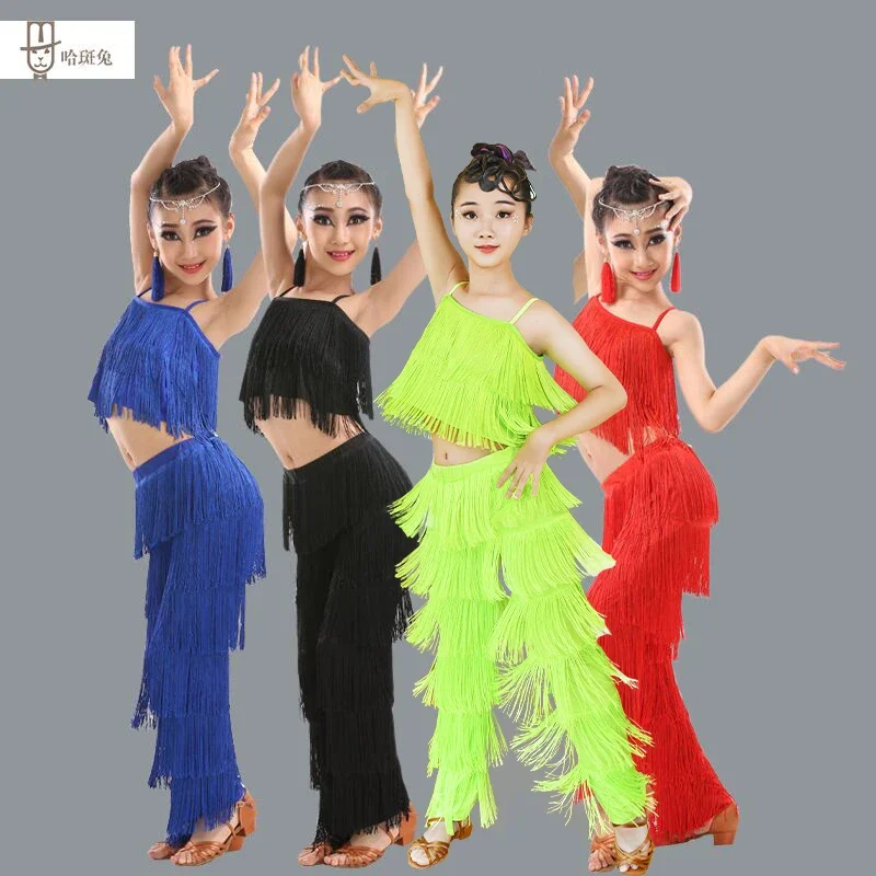 

Latin Dance Training Costume Girl New Children's Performance Costume Competition Regulations Latin dance dress