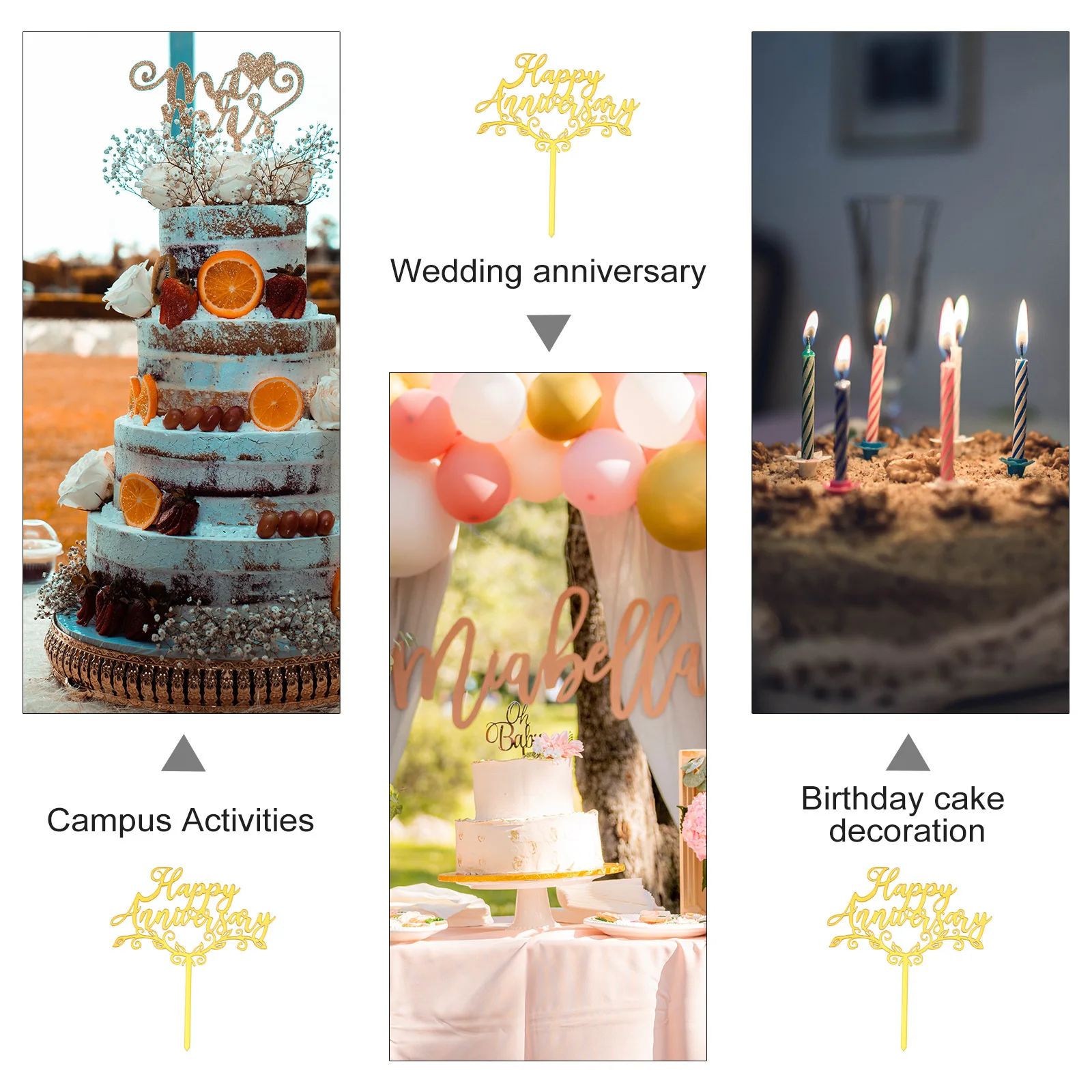 

25 Pcs Acrylic Cake Card Insert Creative Ornament Birthday Decor Romantic Premium Material Topper Valentine's Props Party