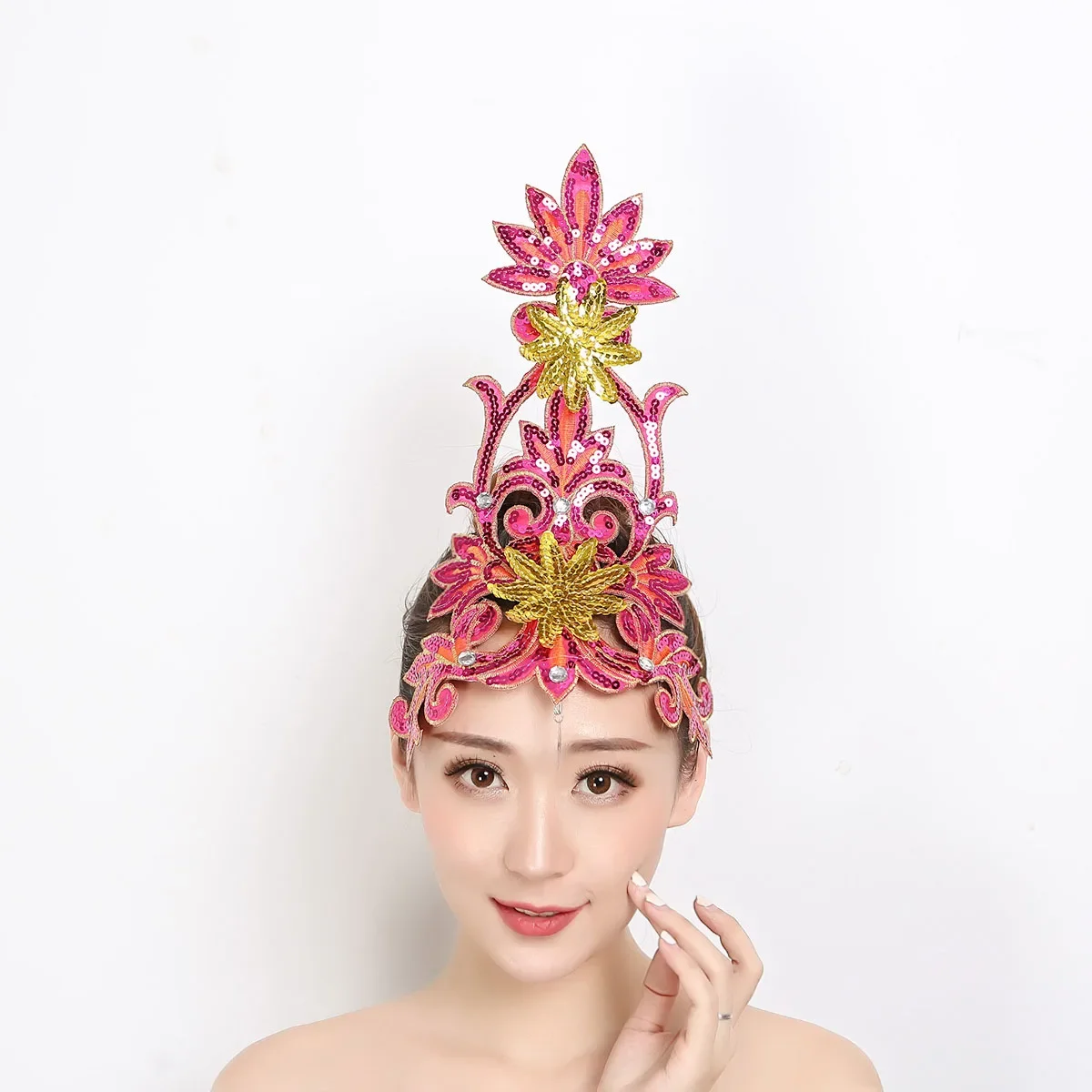 Dance Apparel Dance Headdress Performance Kids Hair Accessories Tiara Headpiece Multi-Color Classical Head Flower