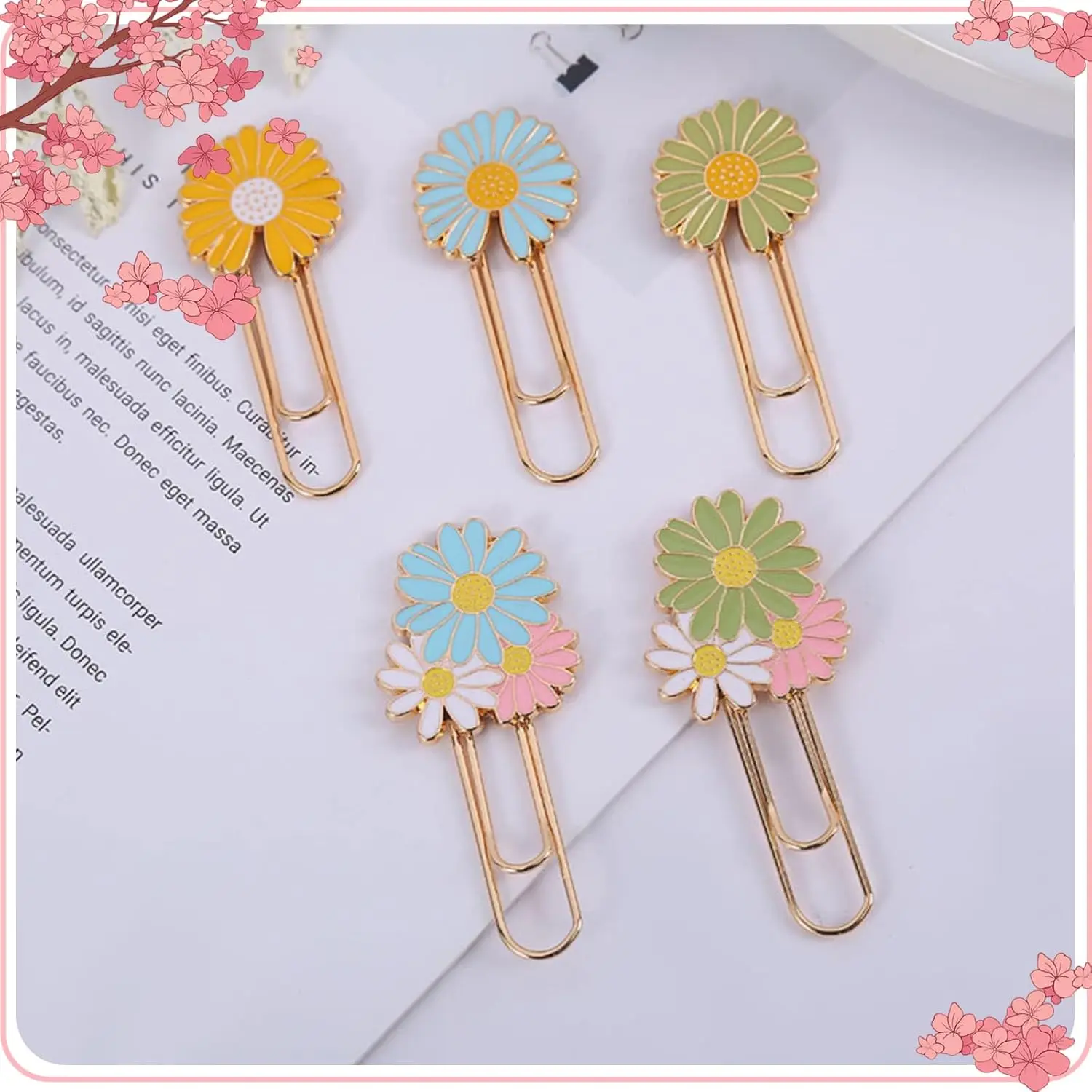 Daisy Paper Clips Metal Paperclip Large Size Paper Clip Cute Bookmark Colorful Office Supplies Present for Teacher & Students