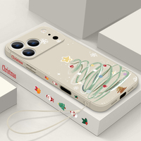 Christmas Phone Case For iPhone 17 Pro Max Snowflake Tree Print Lanyard Cover For Funda iPhone 16 Pro Max 15 14 13 12 11 16e Air