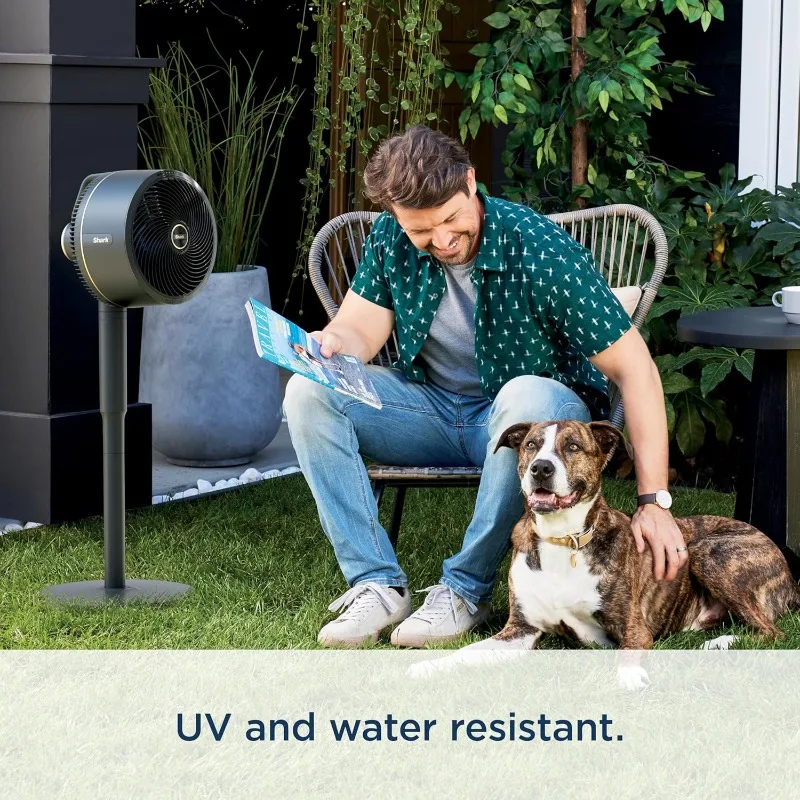 Shark FlexBreeze - مروحة داخلية وخارجية، سلكية ولاسلكية، قاعدة متأرجحة 2 في 1 وطاولة، بطارية تصل إلى 24 ساعة، FA202