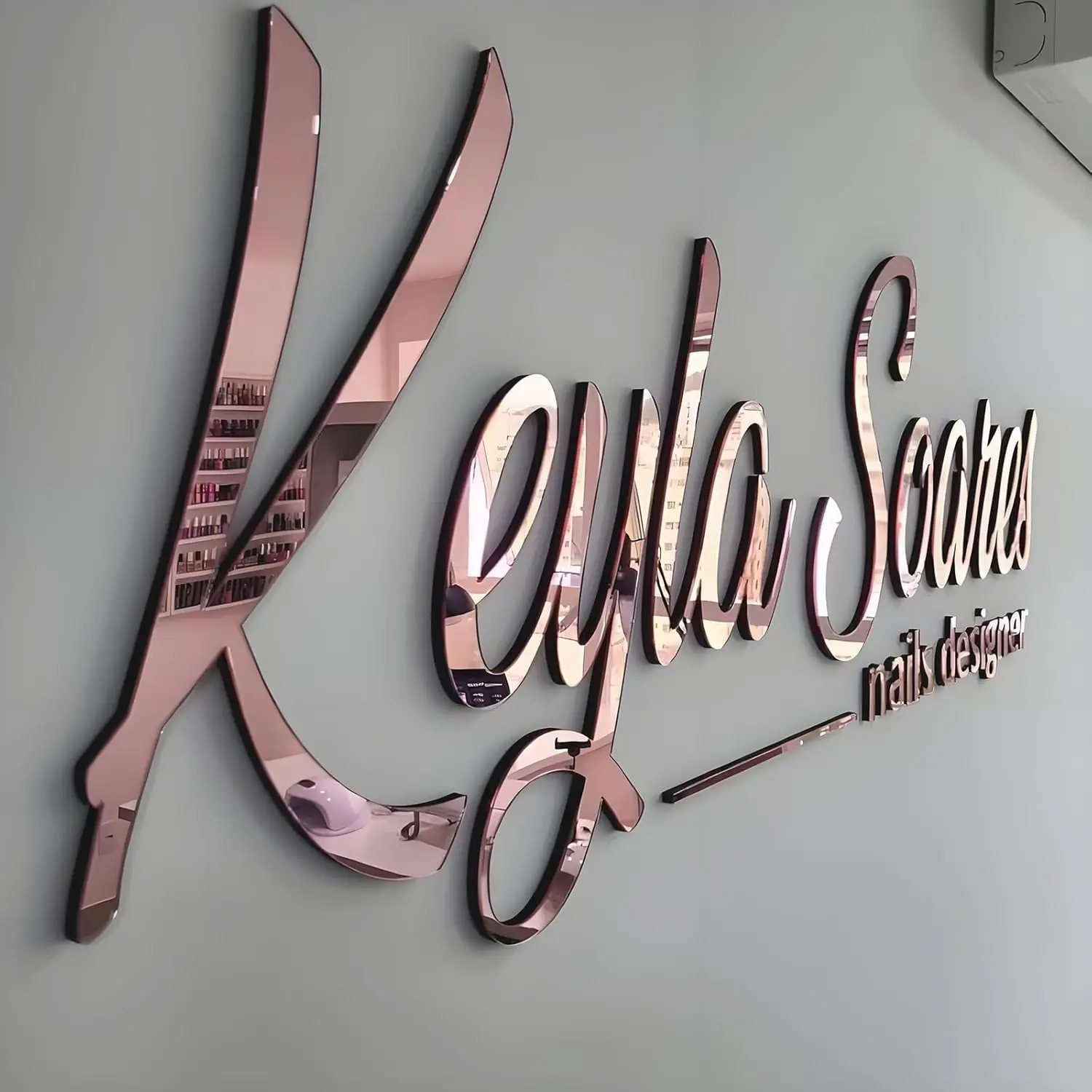 مخصص كبير الاكريليك شعار الأعمال تسجيل 3D الليزر قطع شنت جدار شعار تسجيل ذاتية اللصق دعم لوحة مخصصة غرفة الديكور