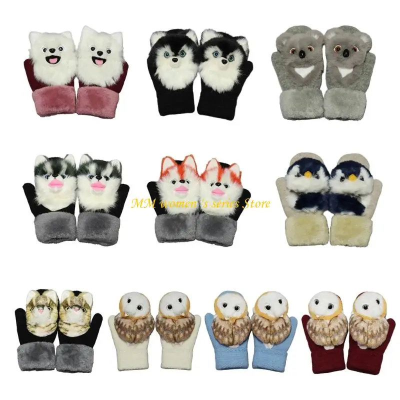 Q39C Light weight Rabbits Hair Blend Winter Gloves in Playfulness Animal Styles