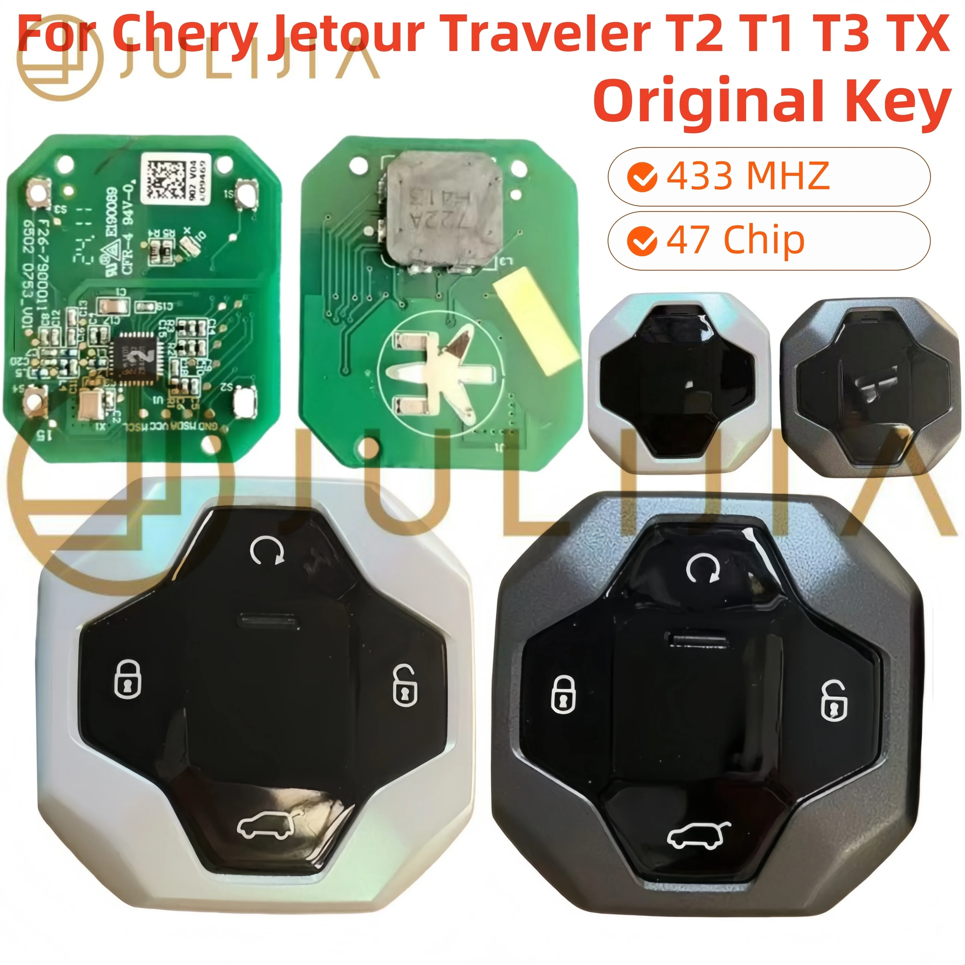 JULIJIA Original Smart Remote Control Key For Chery Jetour Traveler Jetour T2 T1 T3 TX Car Key ID47 Chip 433MHz