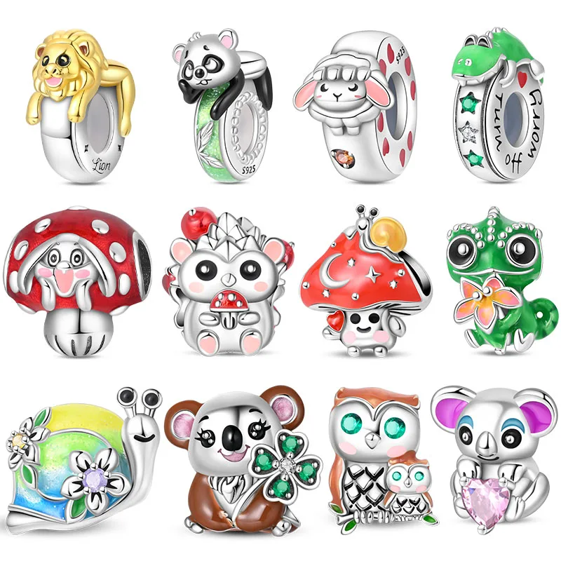 

Новые шармы-бусины из стерлингового серебра 925 пробы «Счастливый зоопарк» для женщин, подходят для оригинальных браслетов, DIY украшения, подарки на день рождения, 2026 год