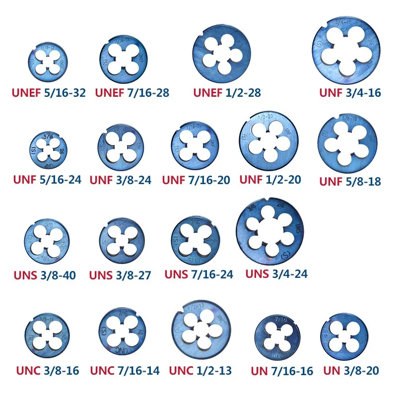 Outils de filetage de machine à revêtement bleu, matrice de filetage, UNC, UNF, UNEF, UN, UNS, 5/16-18, 5/16-20, 3/8-16, 3/8-20, 3/8-27, HSS CharacterBlue