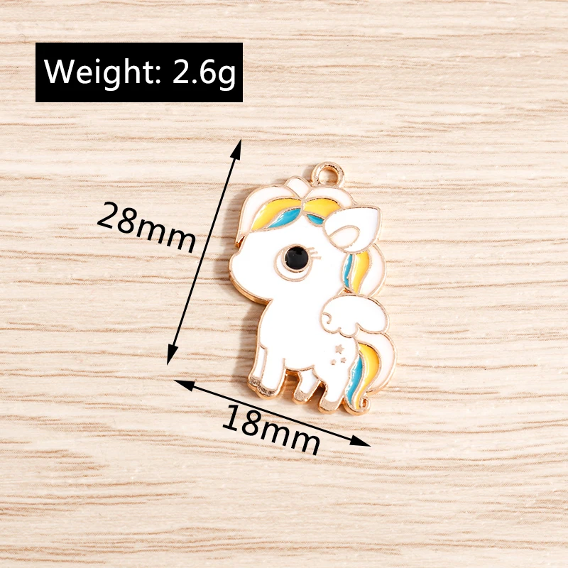 Tusember 10 Stück Bunte Emaille-Einhorn-Anhänger für Schmuckherstellung Damenmode Ohrringe Halskette DIY-Bastelarbeiten – Detail 5