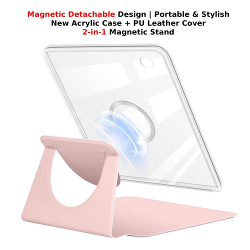 Imagen 2 del producto Para KOBO Libra Color/Libra 2 Funda + Protector de Pantalla 360 ° Cubierta de soporte de cuero PU acrílico desmontable magnético giratorio 2 en 1