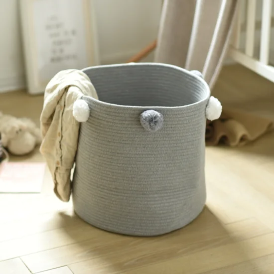 

Скандинавская плетеная корзина для грязного белья, корзина для хранения, ведро для игрушек, корзина для белья для общежития, напольная, из хлопковой ткани