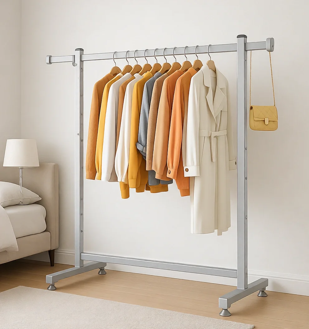 Portable Heavy Duty Clothes Rack 300LBS Capacity 45x15x66 Inch Thickened Widened Elliptical Silver Tubes