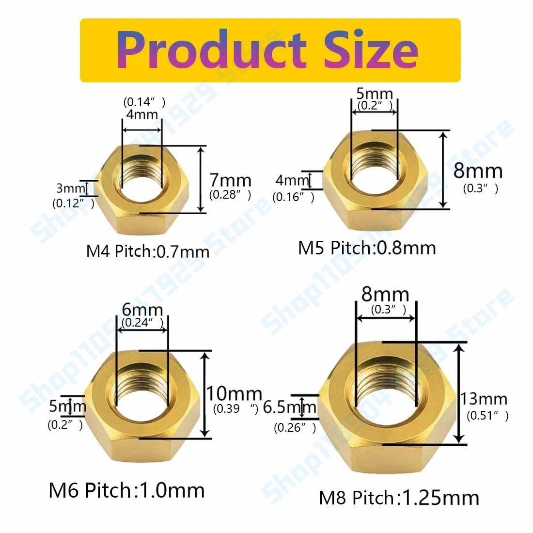 Peijian 1~5pcs Tc4/gr5 Alloy Hex Nut M4 M5 M6 M8 Hexagon Nut Grade 5 Fastener For Bike Motorcycl Modification