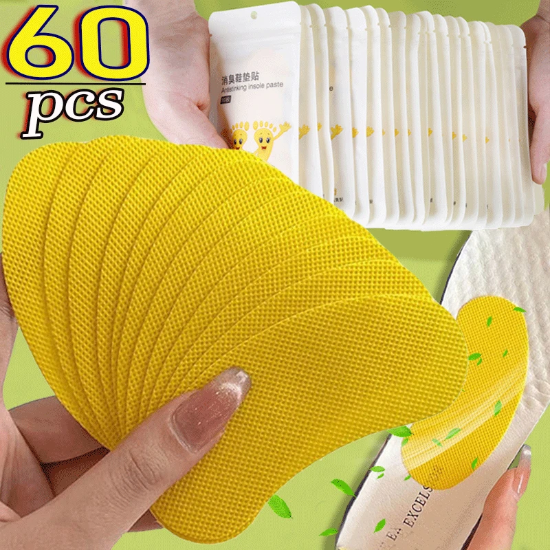 60pcs Shoes Deodorant Sticker Insoles Deodorant Foot Odor Deodorants Sneaker Smell Fresh Deodorant Insole Sterilization Sticker