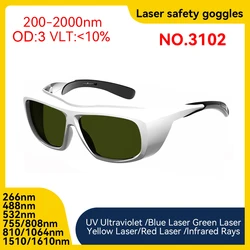 Gafas de protección láser 532 1064 808 455 nm Gafas láser de fibra 200-2000nm Gafas protectoras láser IPL Gafas de seguridad láser