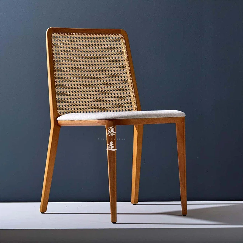 

Vine woven solid wood dining chairs, armrests, back chairs, Chinese style wooden chairs, dining chairs in restaurants