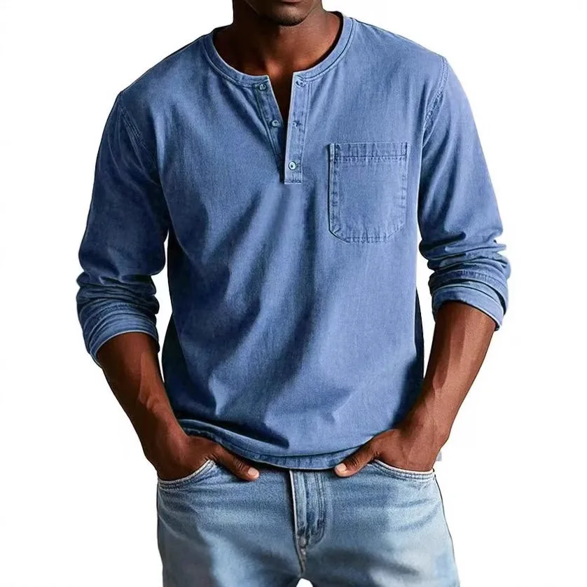 Men's Slimfit Crewneck Longsleeve Tshirt Breathable Pull over  Collar Fleece Lined Thickened Autumn Shirt Special Wide Fit