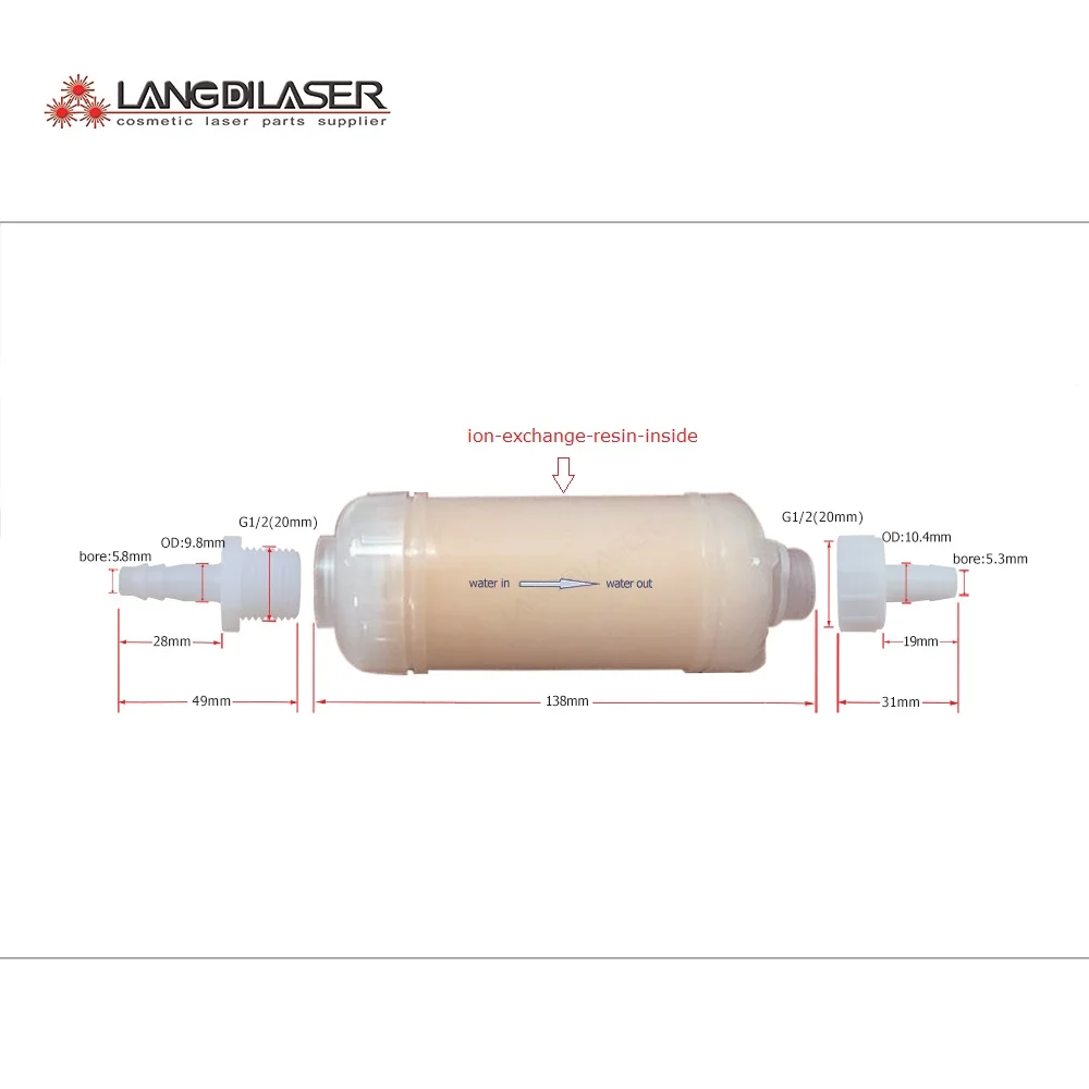 Filter-With-Ionic-Exchange-Resin-Inside / Softening Water Quality / For Laser System Installation