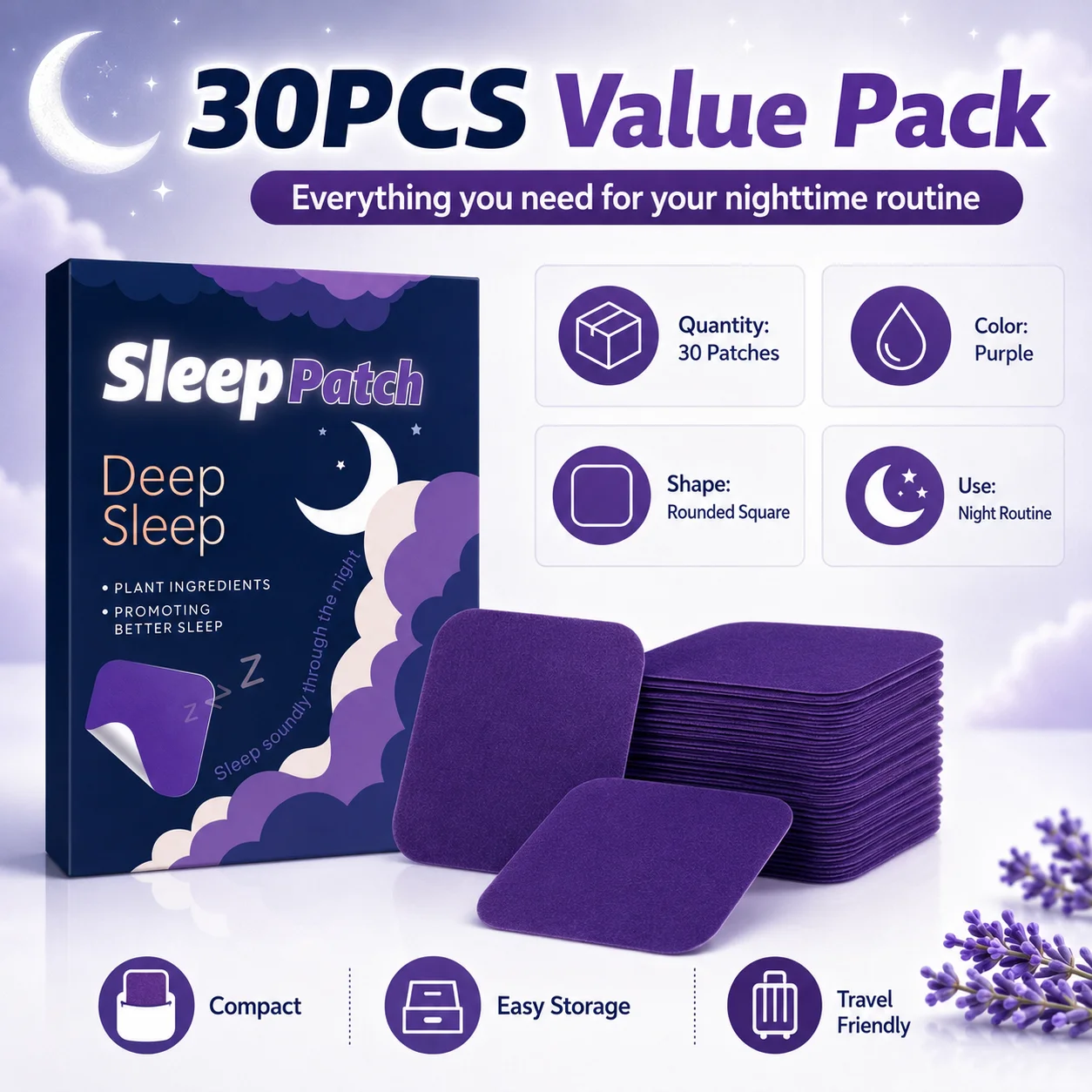 30PCS Sleep Patch Nighttime Wellness Patch Plant-Inspired Comfortable Night Patch for Bedtime Routine Travel Home image 6