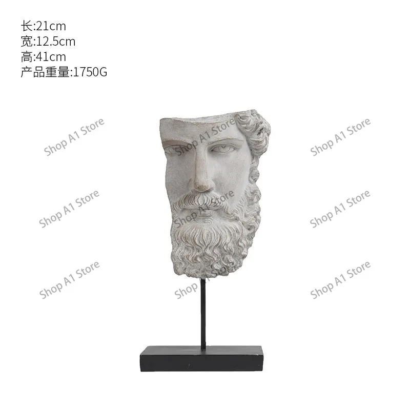 Vintage Greek Face Sculpture Decor, Broken Aesthetic Art Statue, Home Ornament for Entryway & Bookshelf Styling