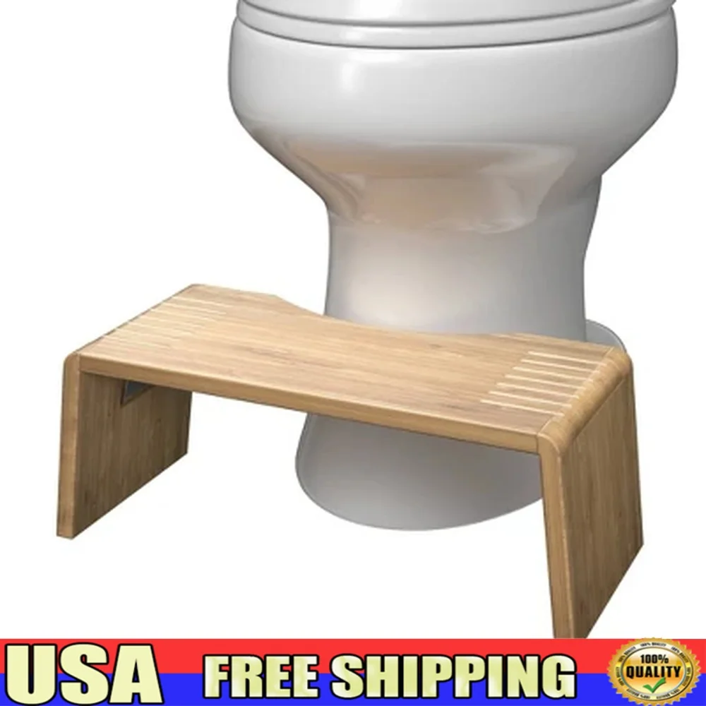 

Folding Bamboo Toilet Stool Eco-Friendly Doctor Recommended Natural Squat Position Easy Release Lock Antibacterial 250lbs