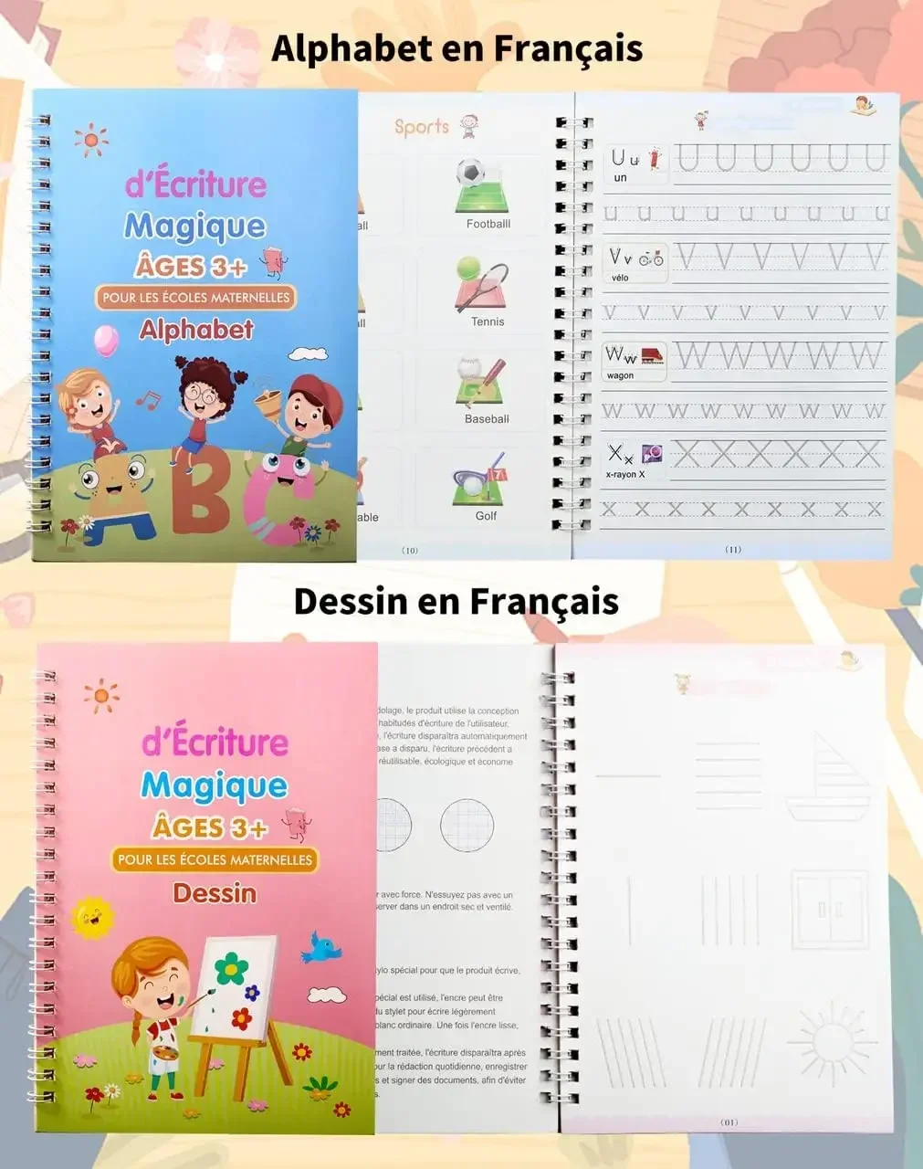 French Magic Practice Copybook Magic Book That Can Be Reused Learn Alphanumeric Drawing Math Writing Children Calligraphy