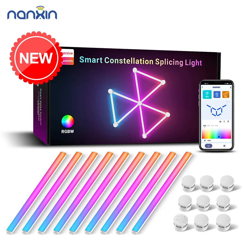 

Hot Selling Tuya App Control Smart LED RGB Music Sync DIY Color Shape Splicing Wall Decorative PC Home Indoor