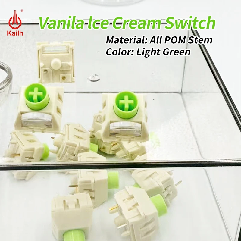 Kailh Box Vanilla Ice Cream Keyboard Switch 5Pins Linear Mechanical Keyboard Switches 38g Factory Lubrication Rapid Silver