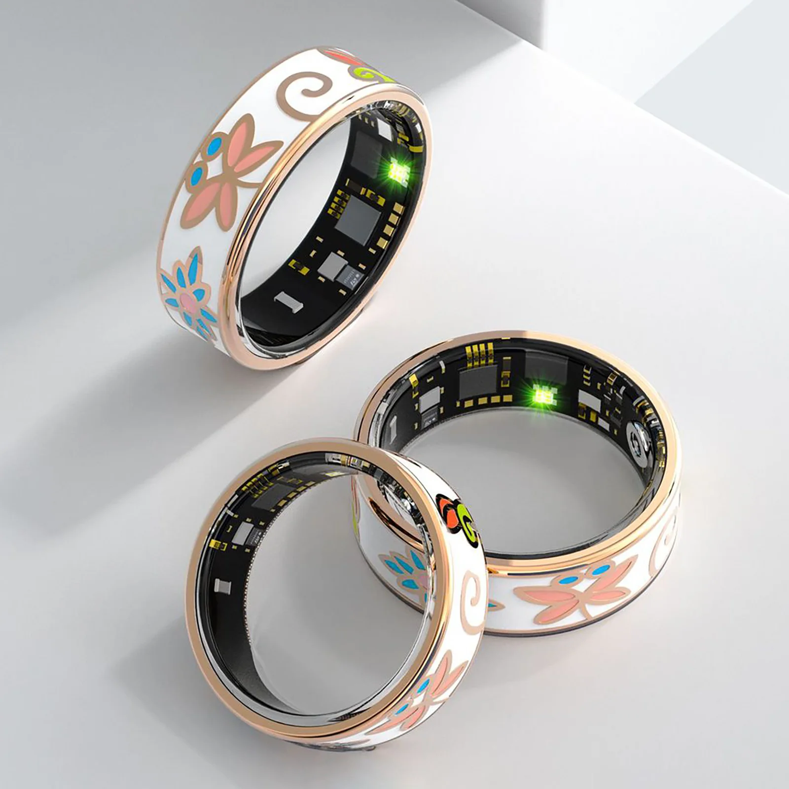 Smart Ring Color Enamels Waterproof Health Tracker Heart Rate Blood Oxygen Monitor Multi Sports Mode Magnetic Charging Ring