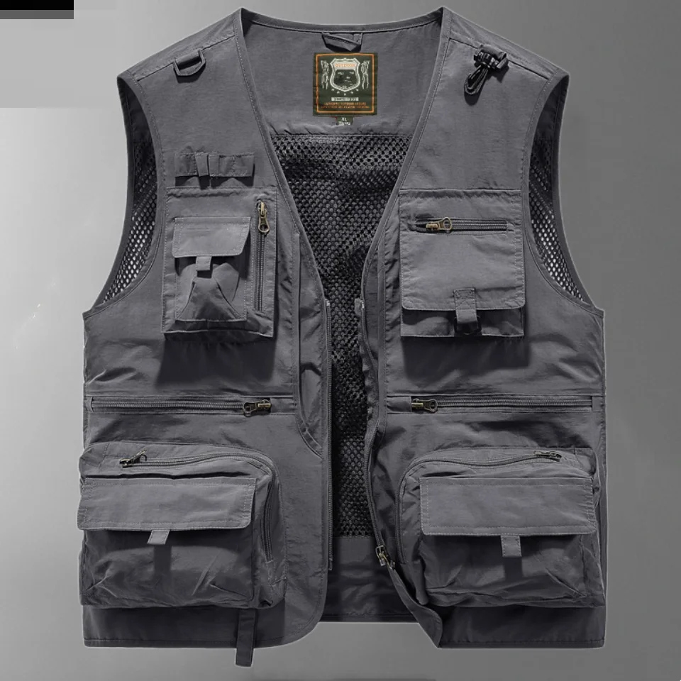 

Many Pocket Summer New Men Us Tactical Hiking Fishing Vest Men Photographer Waistcoat Mesh Cargo Sleeveless Jacket Tool Vest 6xl