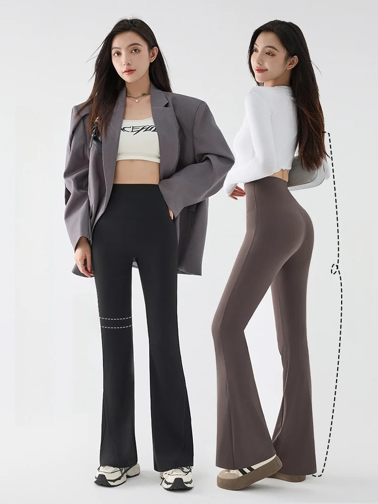 ハイウエストベルボトヨガパンツ薄い痩身レギンスハイウエストヒップリフティング夏薄い生地カジュアルロングパンツ