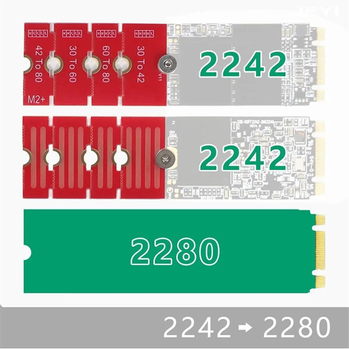10Pcs M.2 NVMe NGFF SSD Extension Adapter, Convert 2230 to 2242 2260 2280 Length Adjustment Bracket