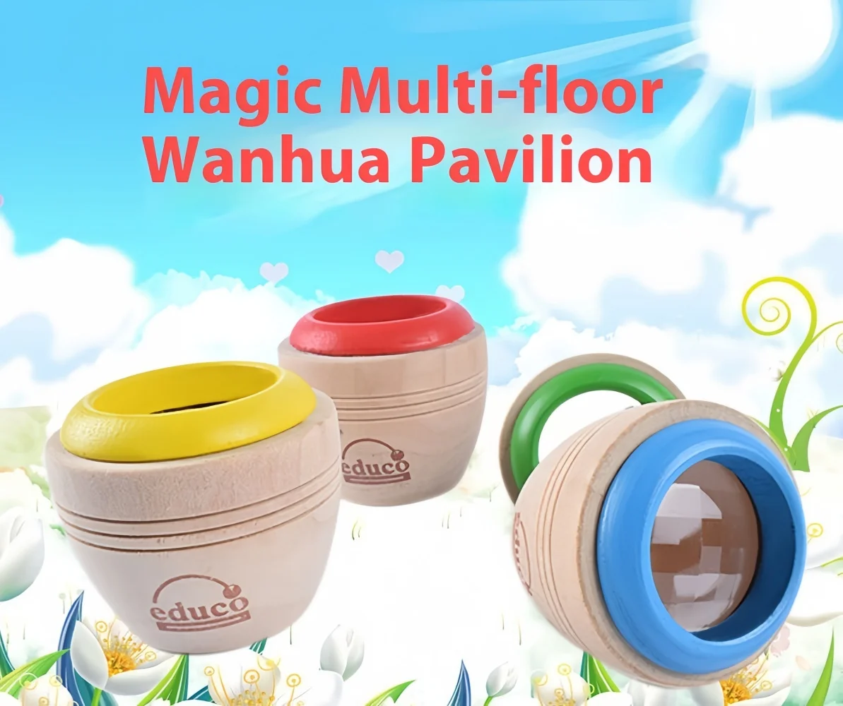 Children's Fun Rotating Wooden Kaleidoscope Puzzle Early Education Polygon Mirror Bee Eye Magic Caleidoscope Gadgets Children