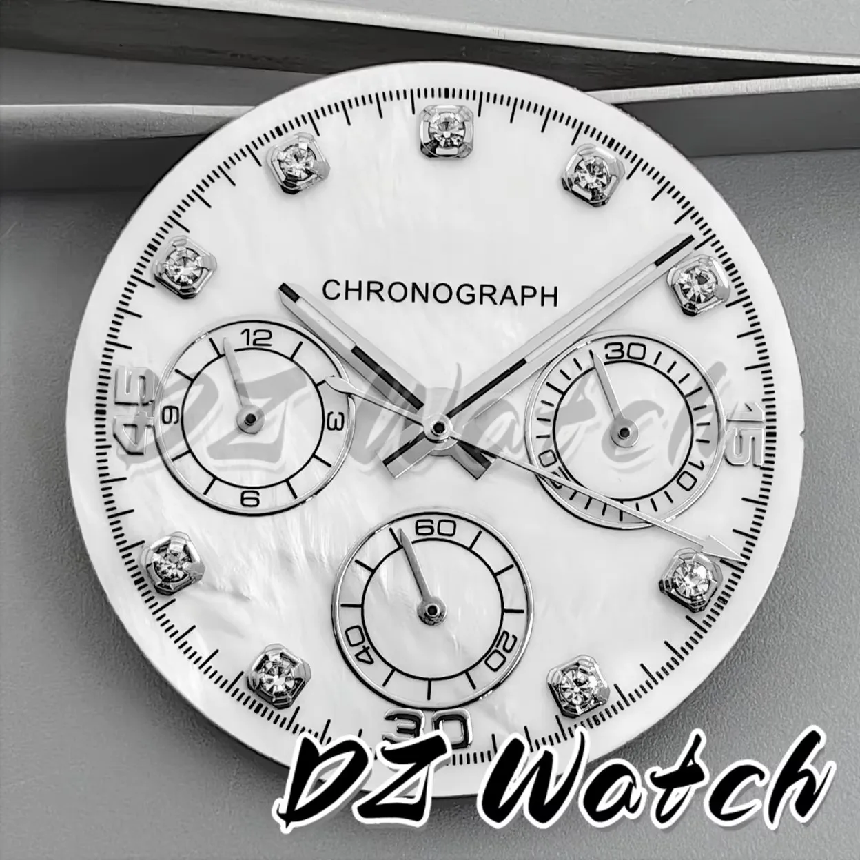 

DZ VK63 VK64 Квартовый механизм для 30 мм DTN Белый Синий Циферблат Корпус часов Циферблат Серебро Золото Алмазные аксессуары для часов Модифицированные детали